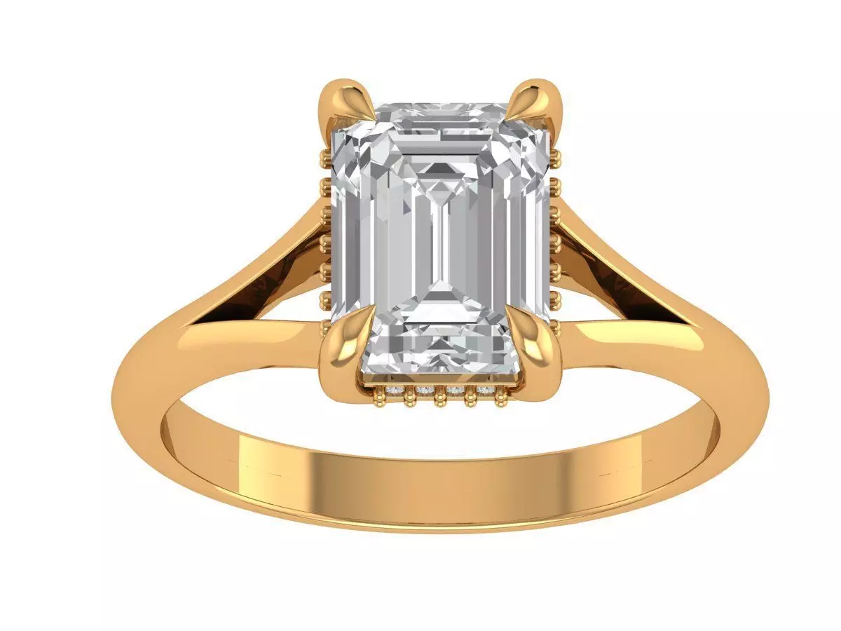 Emerald Engagement Ring 3D print model_5