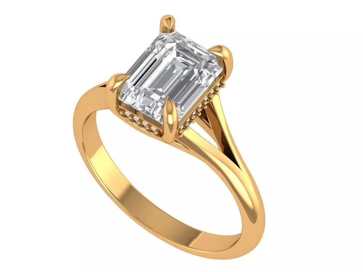 Emerald Engagement Ring 3D print model_3