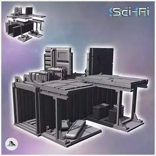 Modified container with crates and multiple metal awnings 10 - M