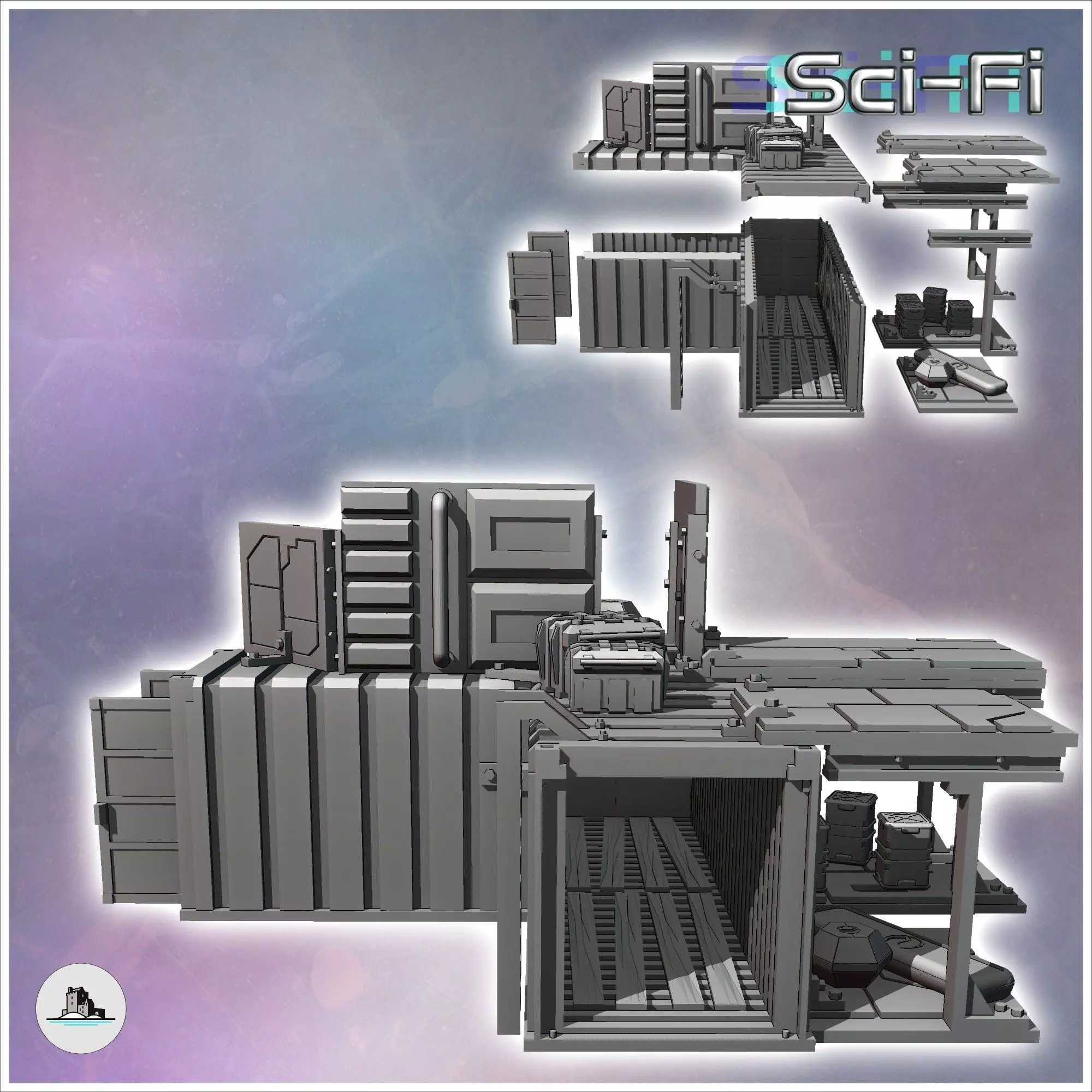 Modified container with crates and multiple metal awnings 10 - M 3D print model_1