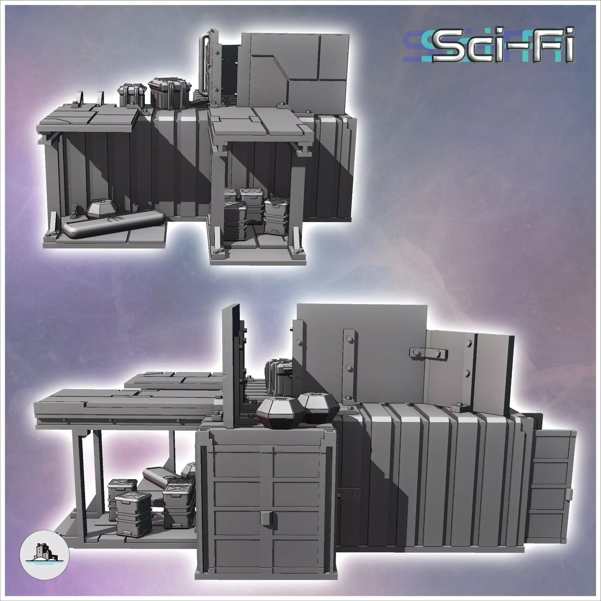 Modified container with crates and multiple metal awnings 10 - M 3D print model_3