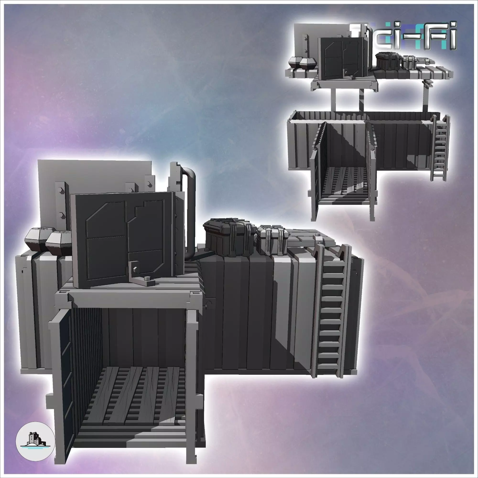 Modified container with crates and multiple metal awnings 10 - M 3D print model_2