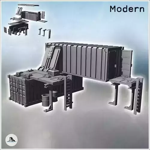 Large outpost with two arranged containers multiple access ladde
