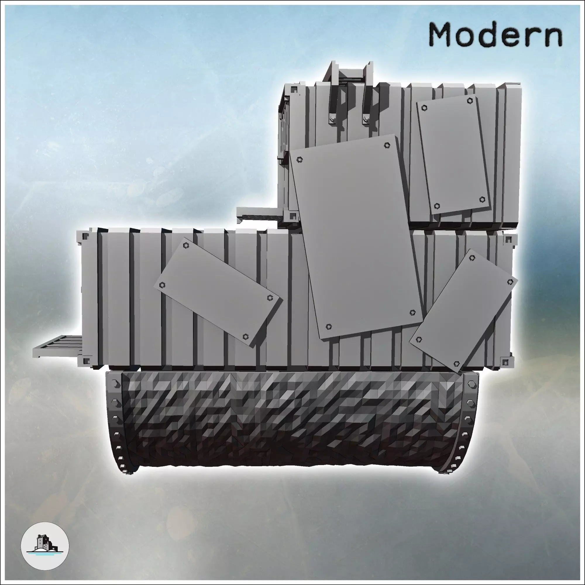 Concave container arrangement with camouflage protection and mul 3D print model_4