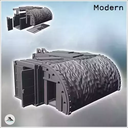 Concave container arrangement with camouflage protection and mul