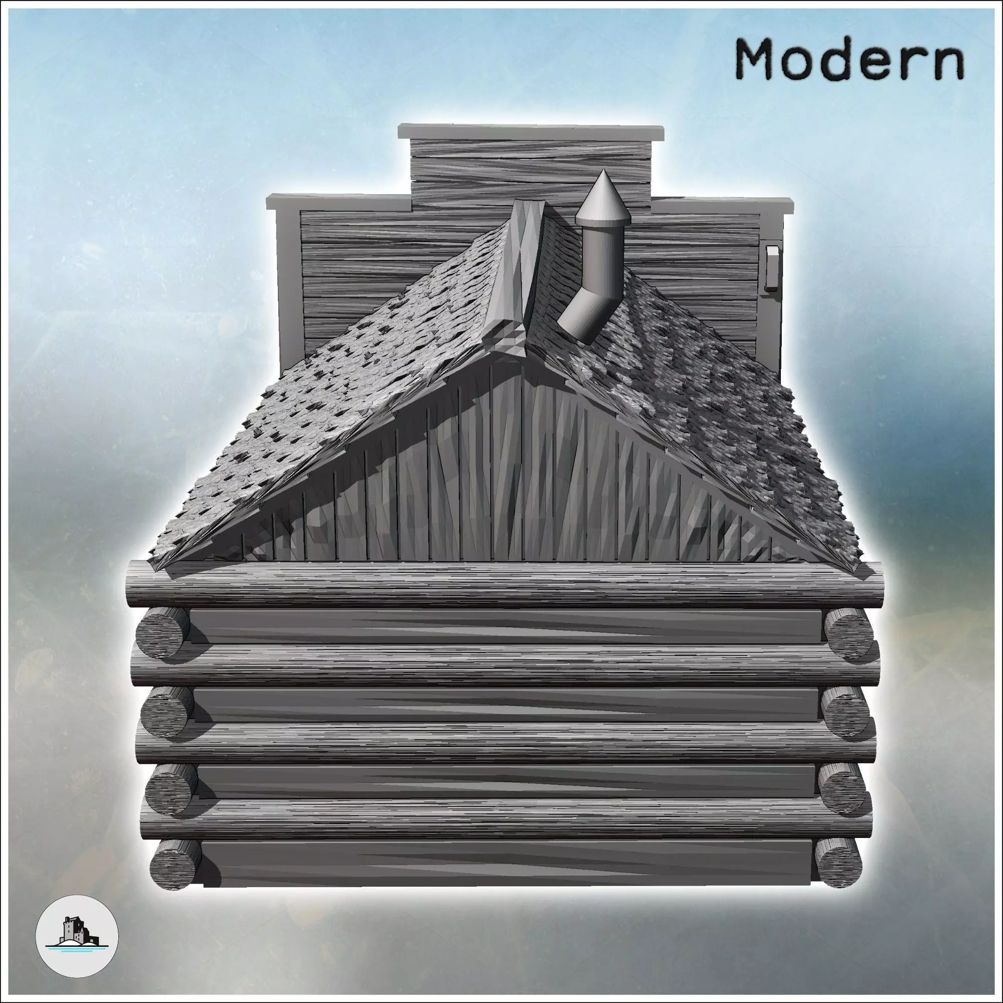 Western general store with log and wood walls and covered awning 3D print model_3