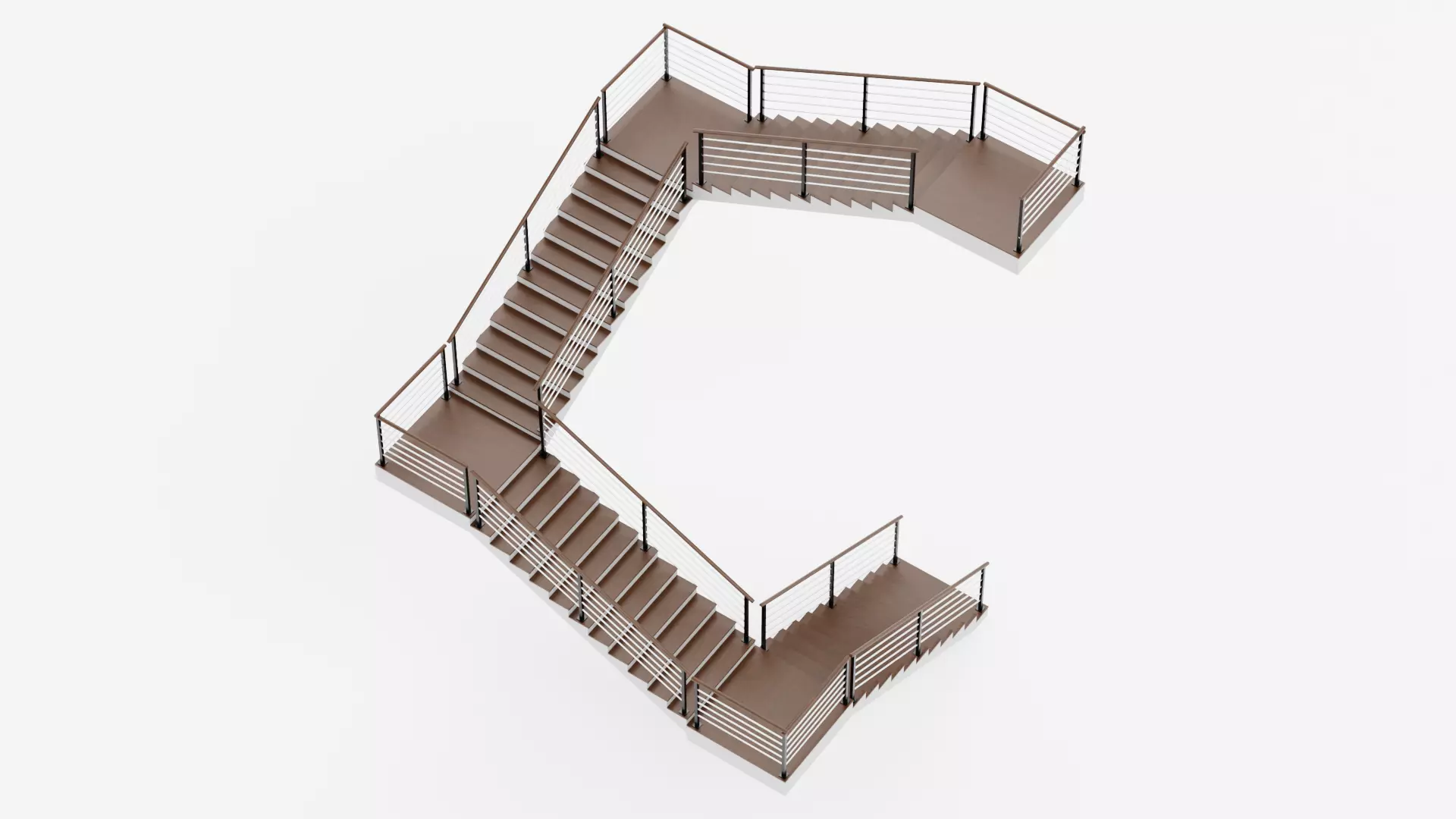Square Staircase V2 - Multi-Level Modern Interior Stairs Low-poly 3D model_4