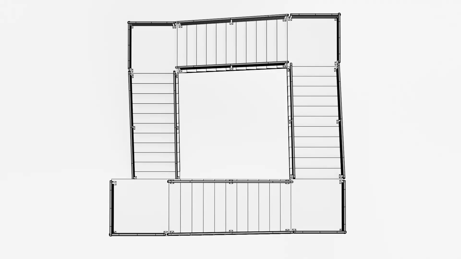 Square Staircase V2 - Multi-Level Modern Interior Stairs Low-poly 3D model_11