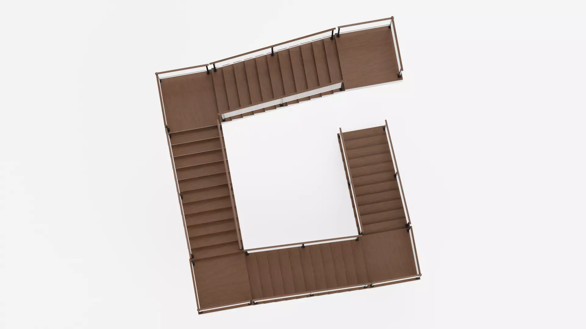 Square Staircase V2 - Multi-Level Modern Interior Stairs Low-poly 3D model_5