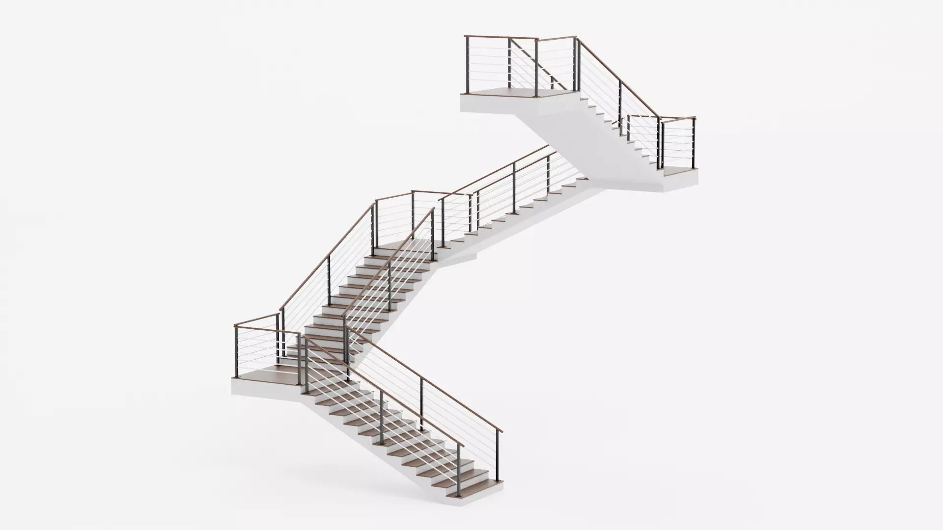 Square Staircase V2 - Multi-Level Modern Interior Stairs Low-poly 3D model_2