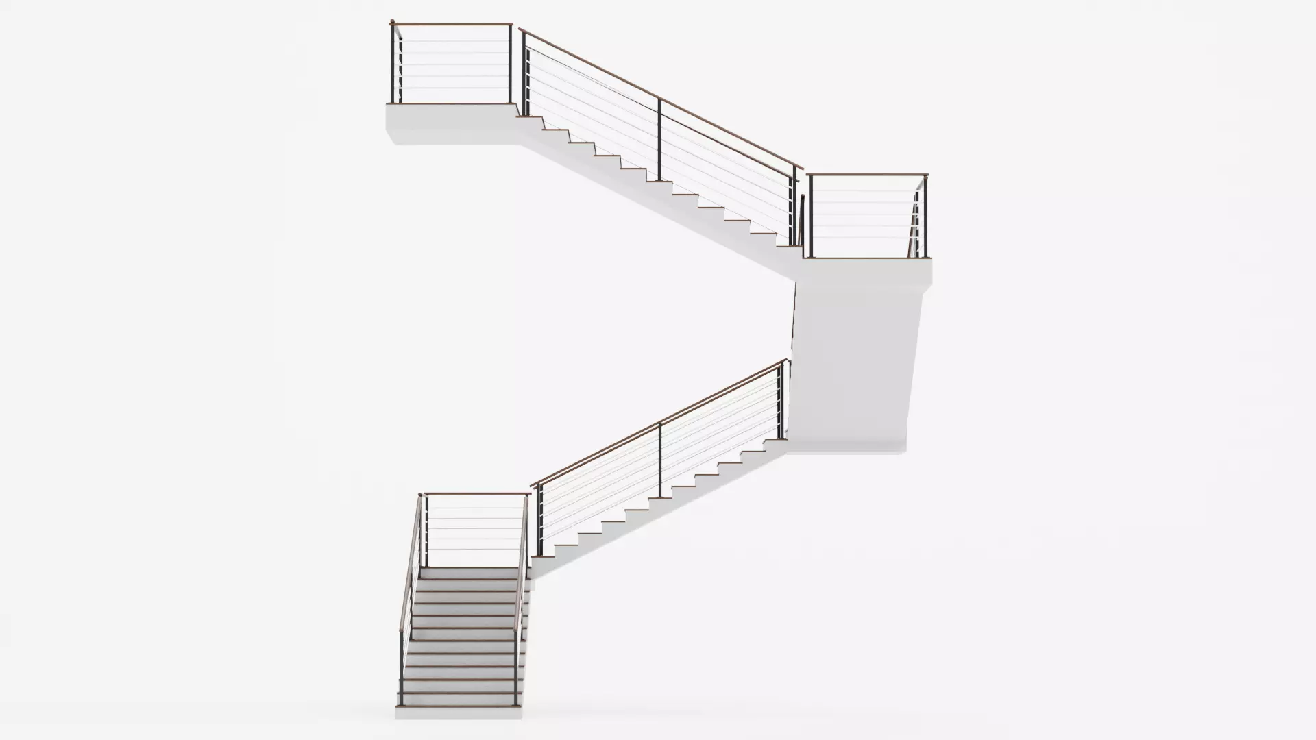 Square Staircase V2 - Multi-Level Modern Interior Stairs Low-poly 3D model_1