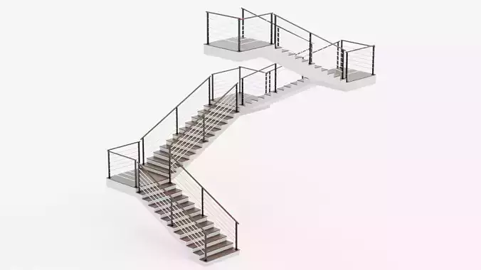Square Staircase V2 - Multi-Level Modern Interior Stairs