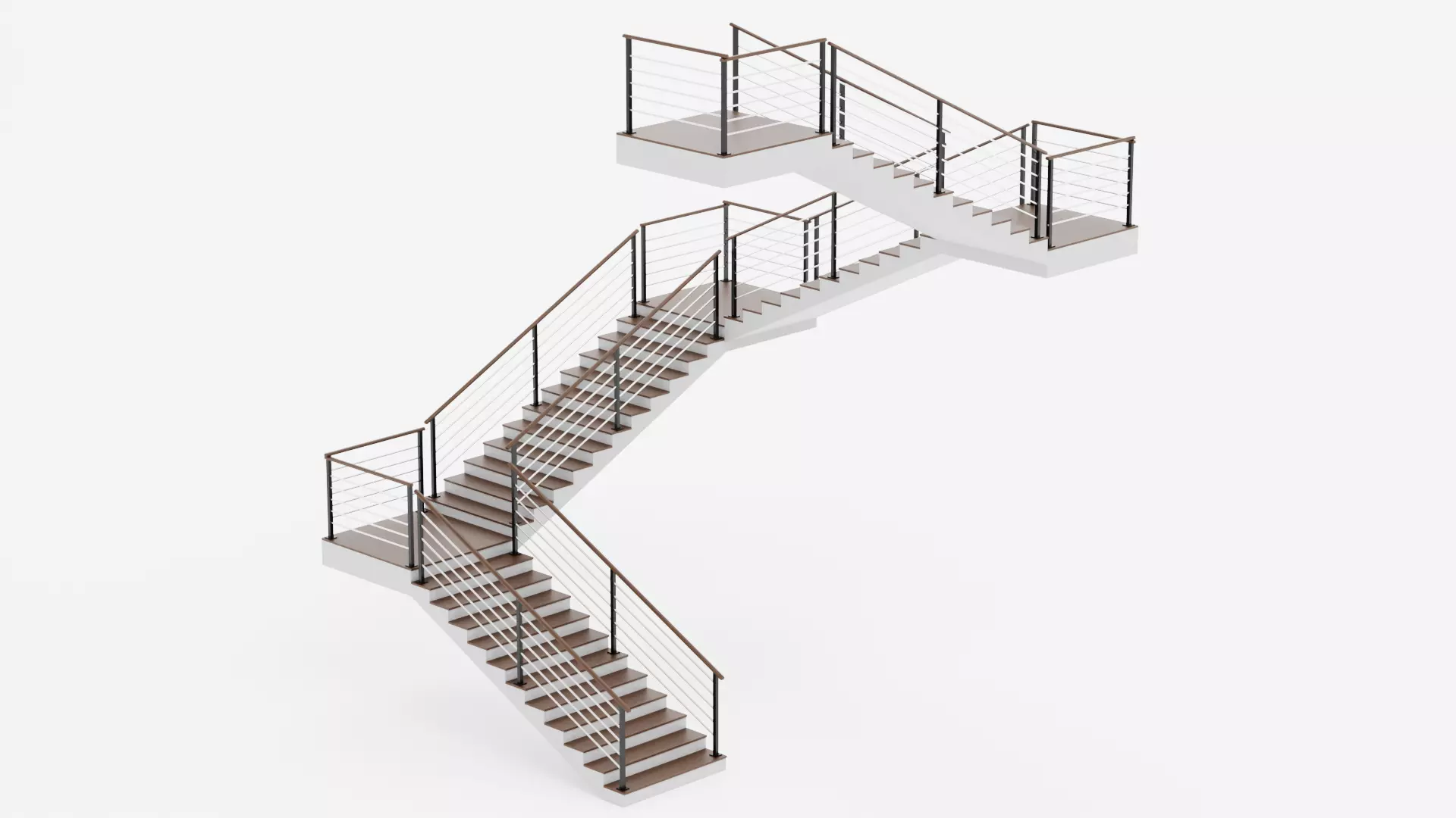 Square Staircase V2 - Multi-Level Modern Interior Stairs Low-poly 3D model_0