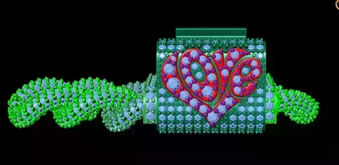 Love Link Bracelet with Clasp Artistic 3D Jewelry Design