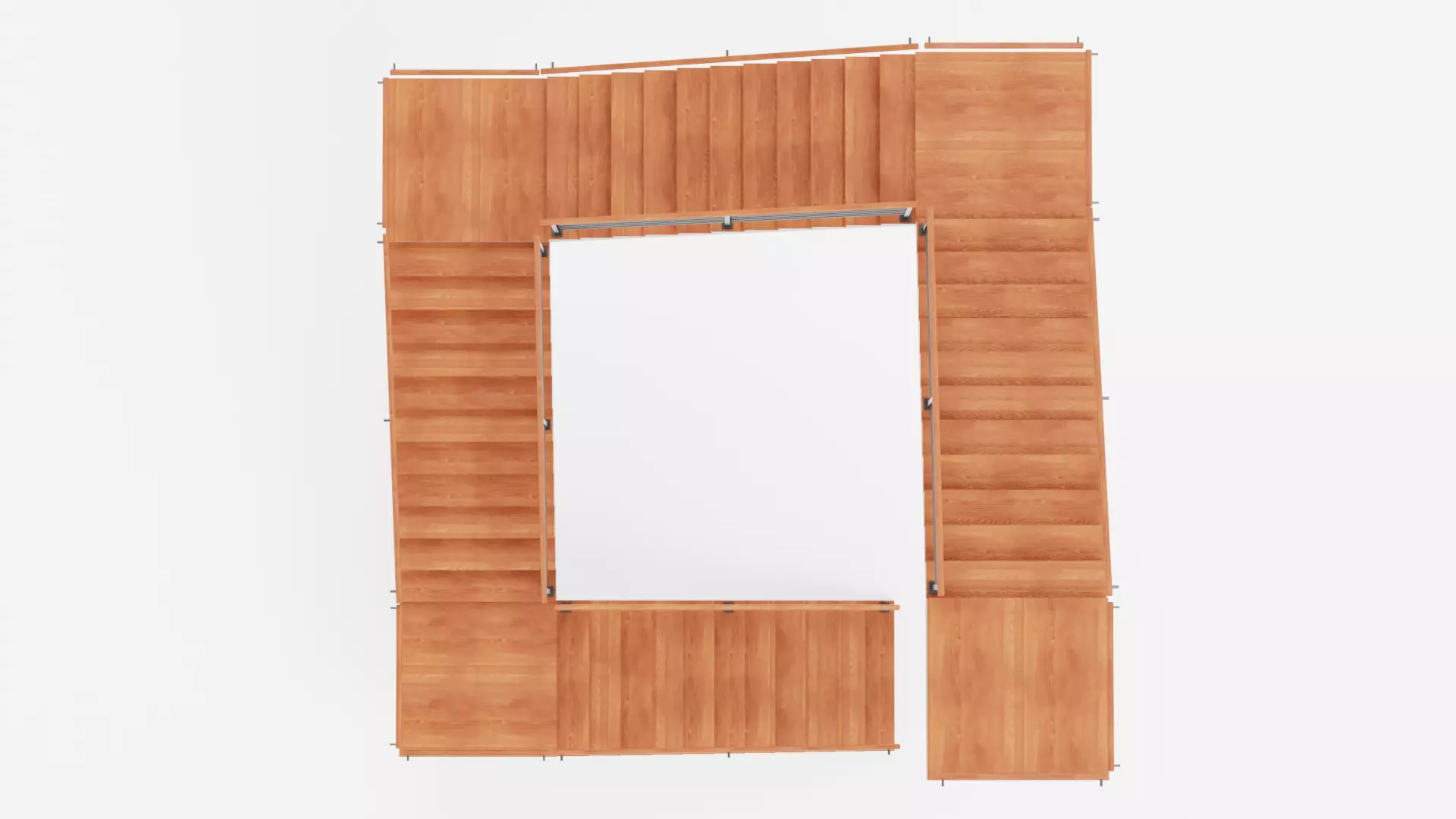 Square Staircase V3 - Multi-Level Modern Interior Stairs Low-poly 3D model_5