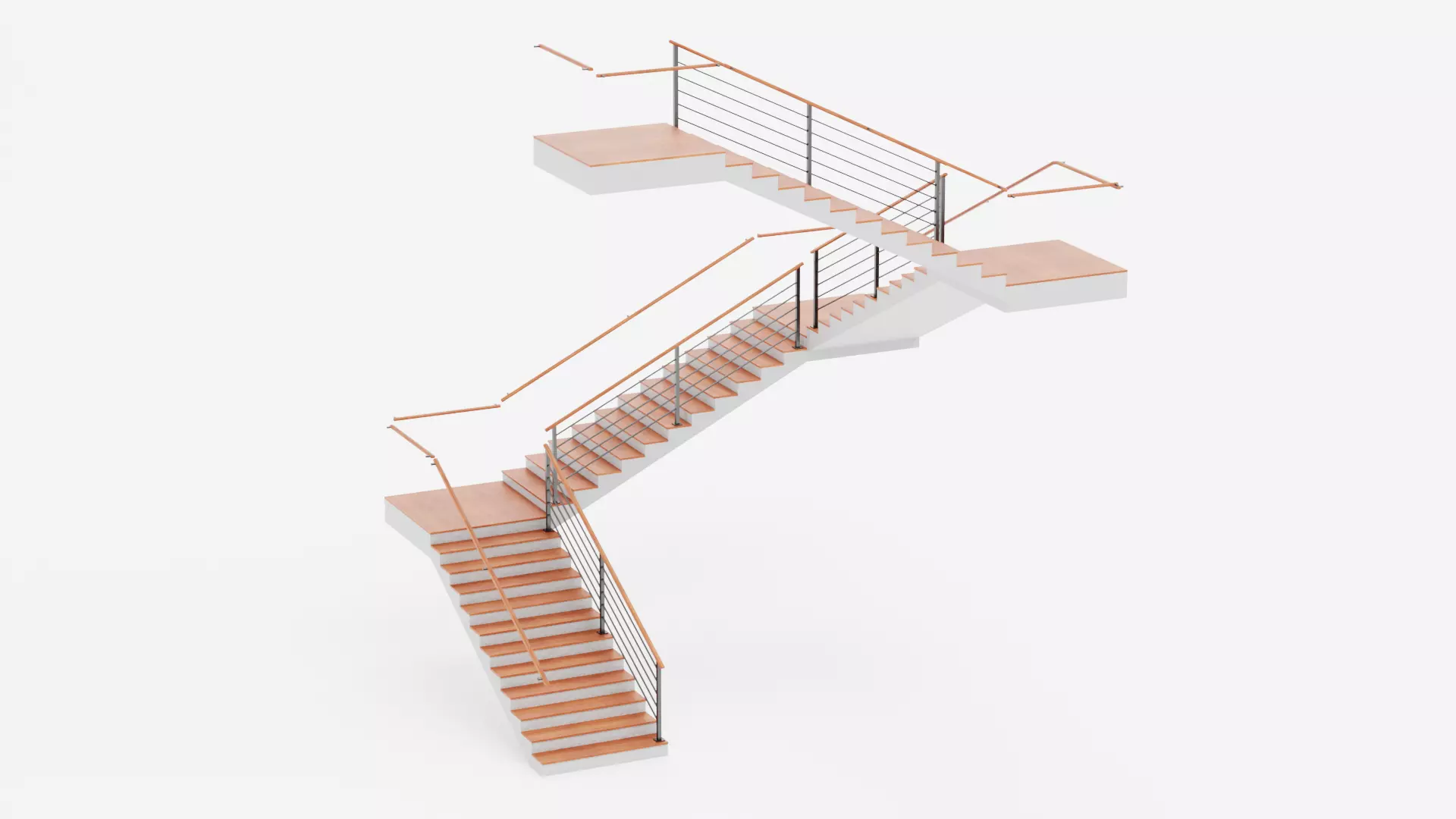 Square Staircase V3 - Multi-Level Modern Interior Stairs Low-poly 3D model_2