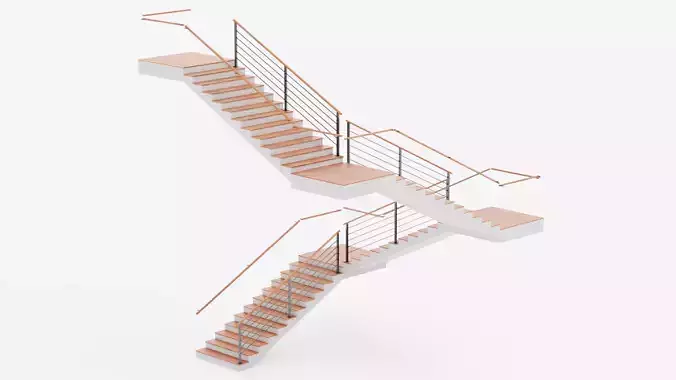 Square Staircase V3 - Multi-Level Modern Interior Stairs