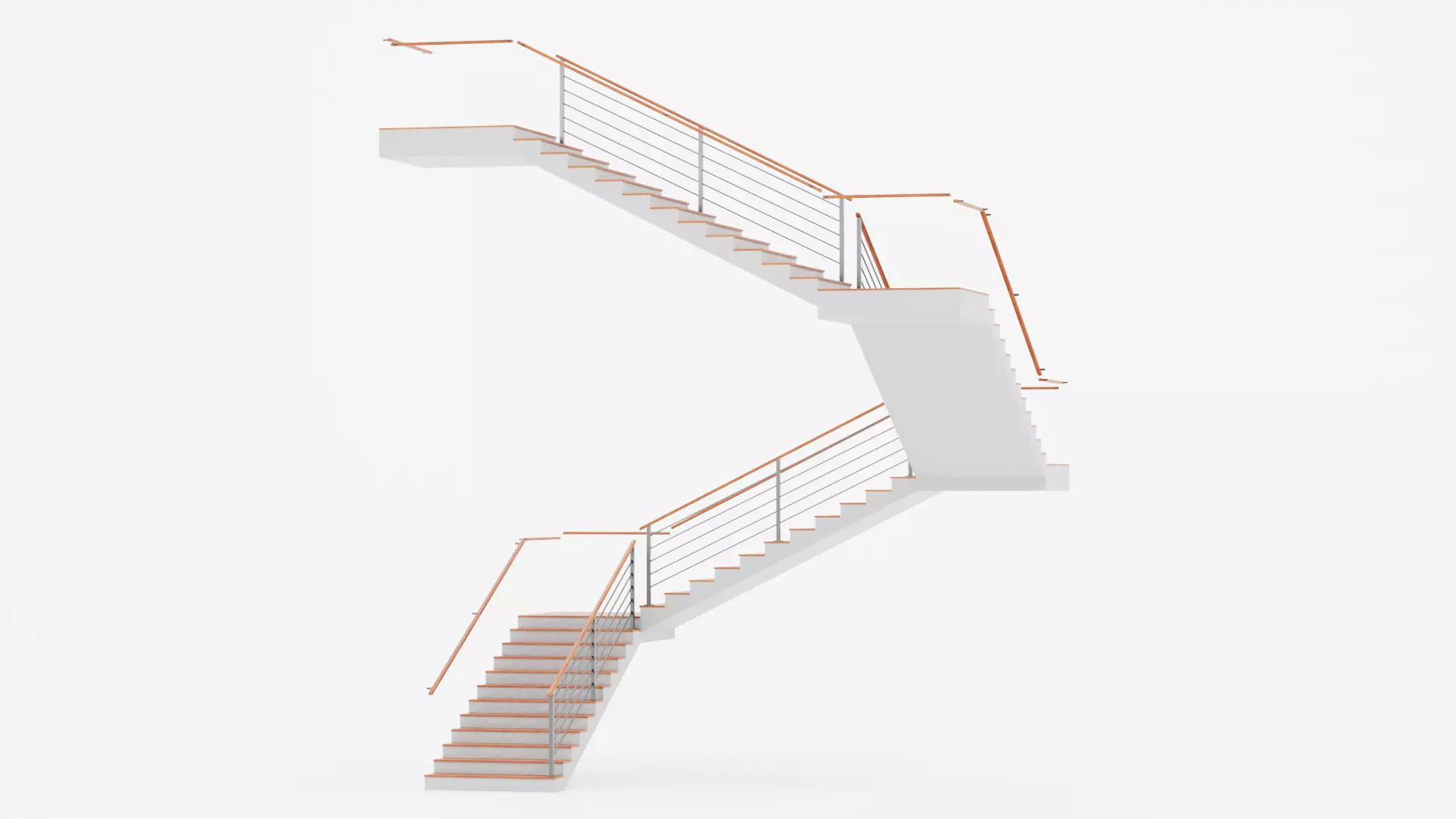 Square Staircase V3 - Multi-Level Modern Interior Stairs Low-poly 3D model_1