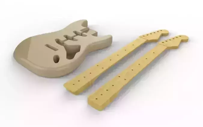 3d Model of Stratocaster Style Guitar CAD for CNC 3D print model