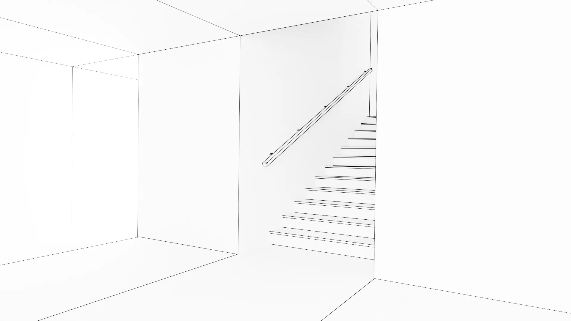 Interior with Staircase - Base Unfurnished Environment Low-poly 3D model_9