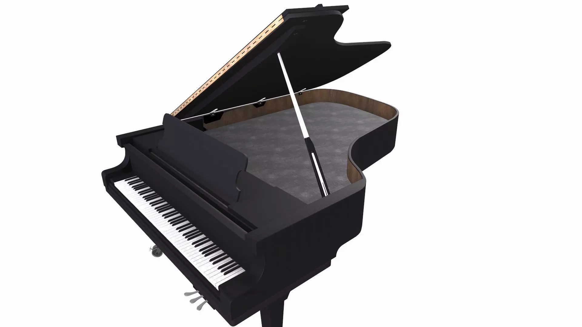 Grand Piano Black PBR Textured 3D Model Low-poly 3D model_7