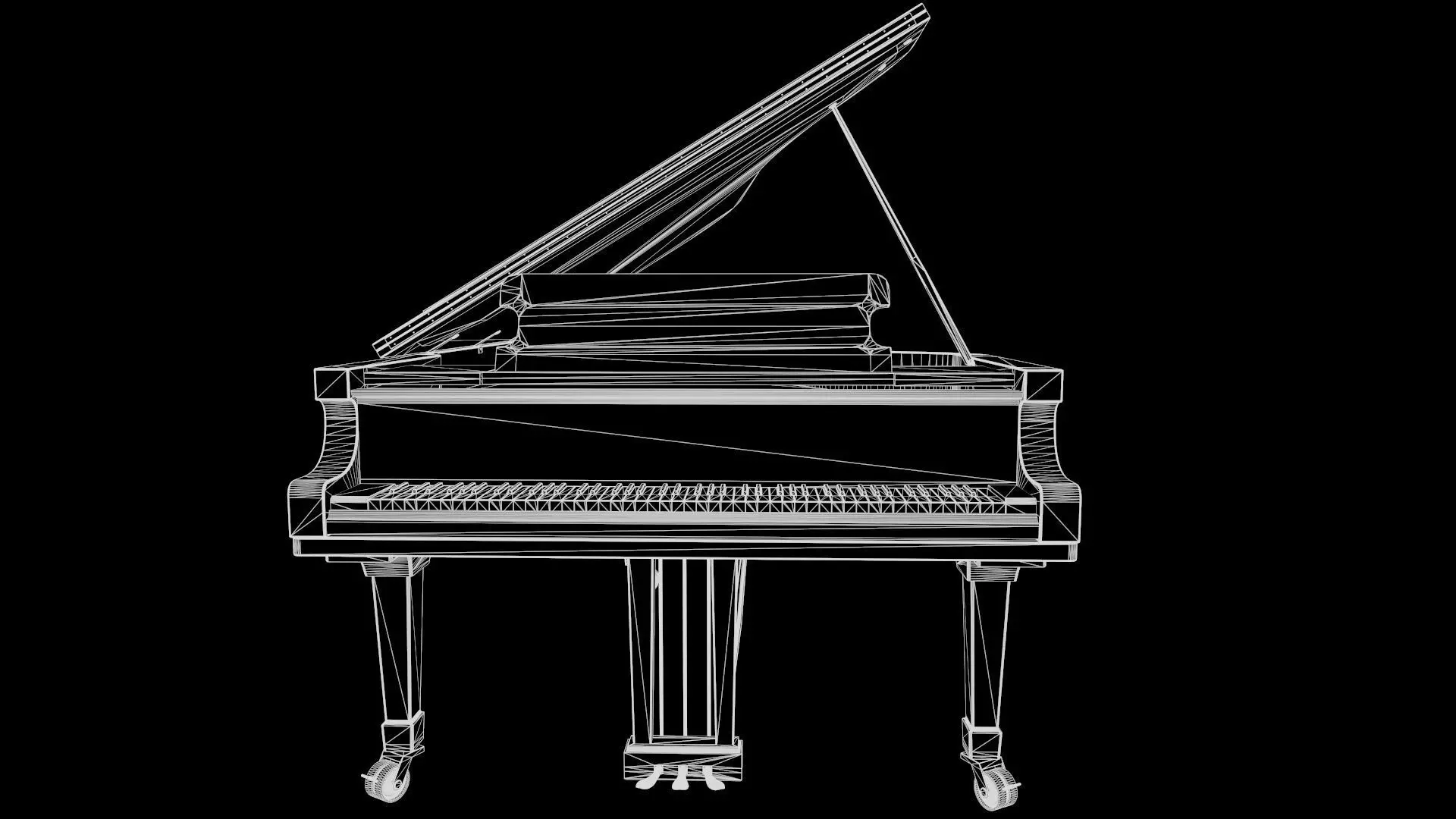 Grand Piano Black PBR Textured 3D Model Low-poly 3D model_8
