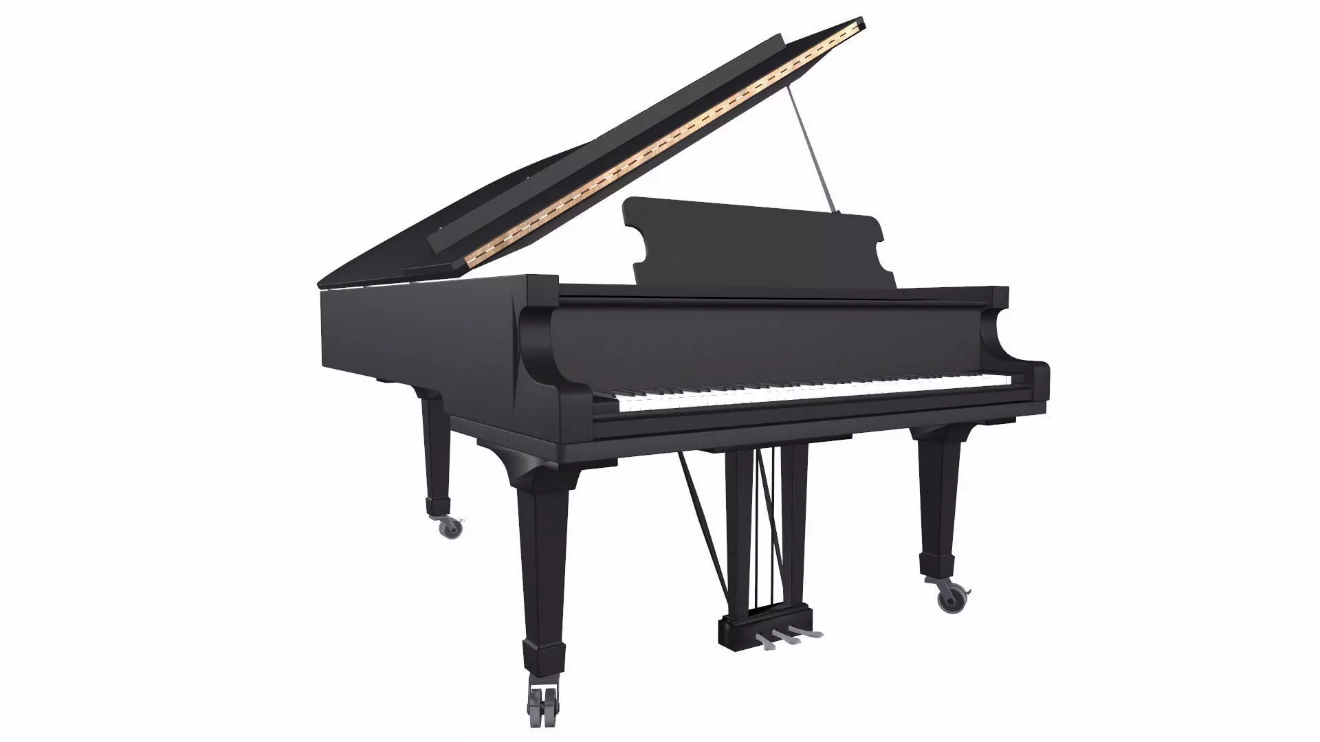 Grand Piano Black PBR Textured 3D Model Low-poly 3D model_5