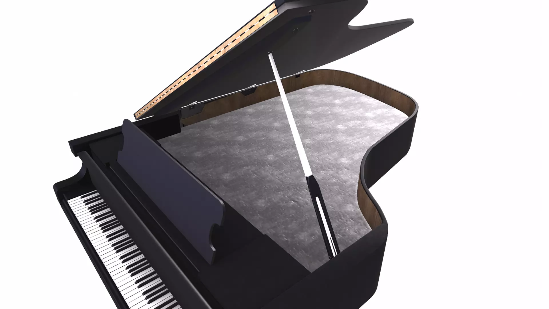 Grand Piano Black PBR Textured 3D Model Low-poly 3D model_2