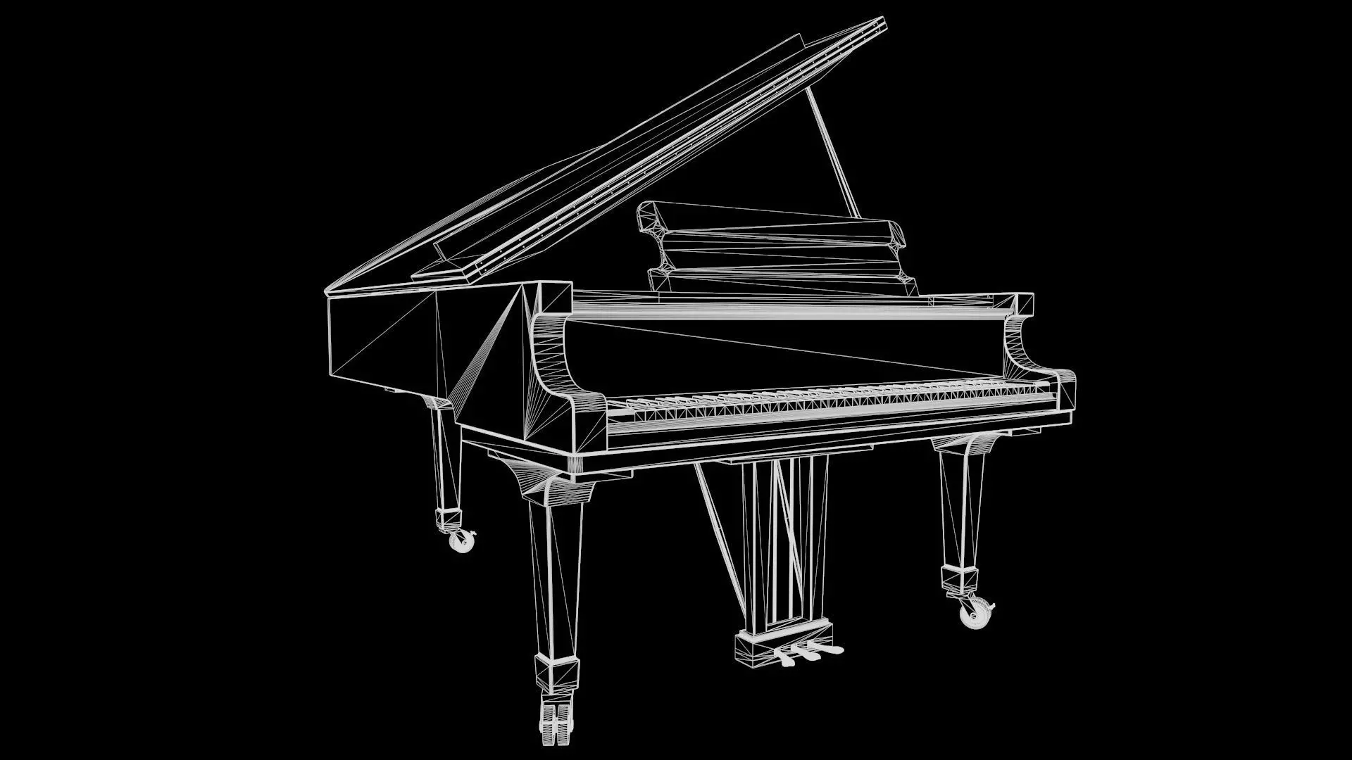 Grand Piano Black PBR Textured 3D Model Low-poly 3D model_9