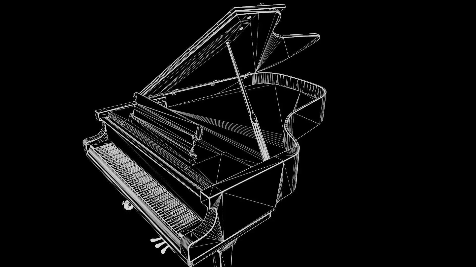 Grand Piano Black PBR Textured 3D Model Low-poly 3D model_11