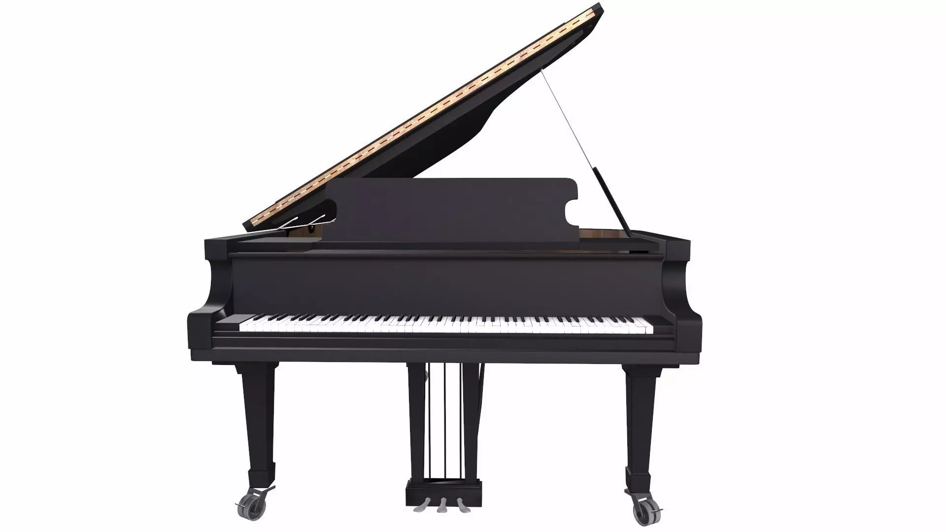 Grand Piano Black PBR Textured 3D Model Low-poly 3D model_0