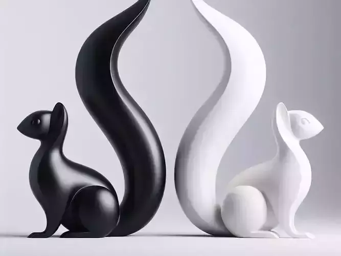 Minimalist Squirrel Sculptures 3D print model