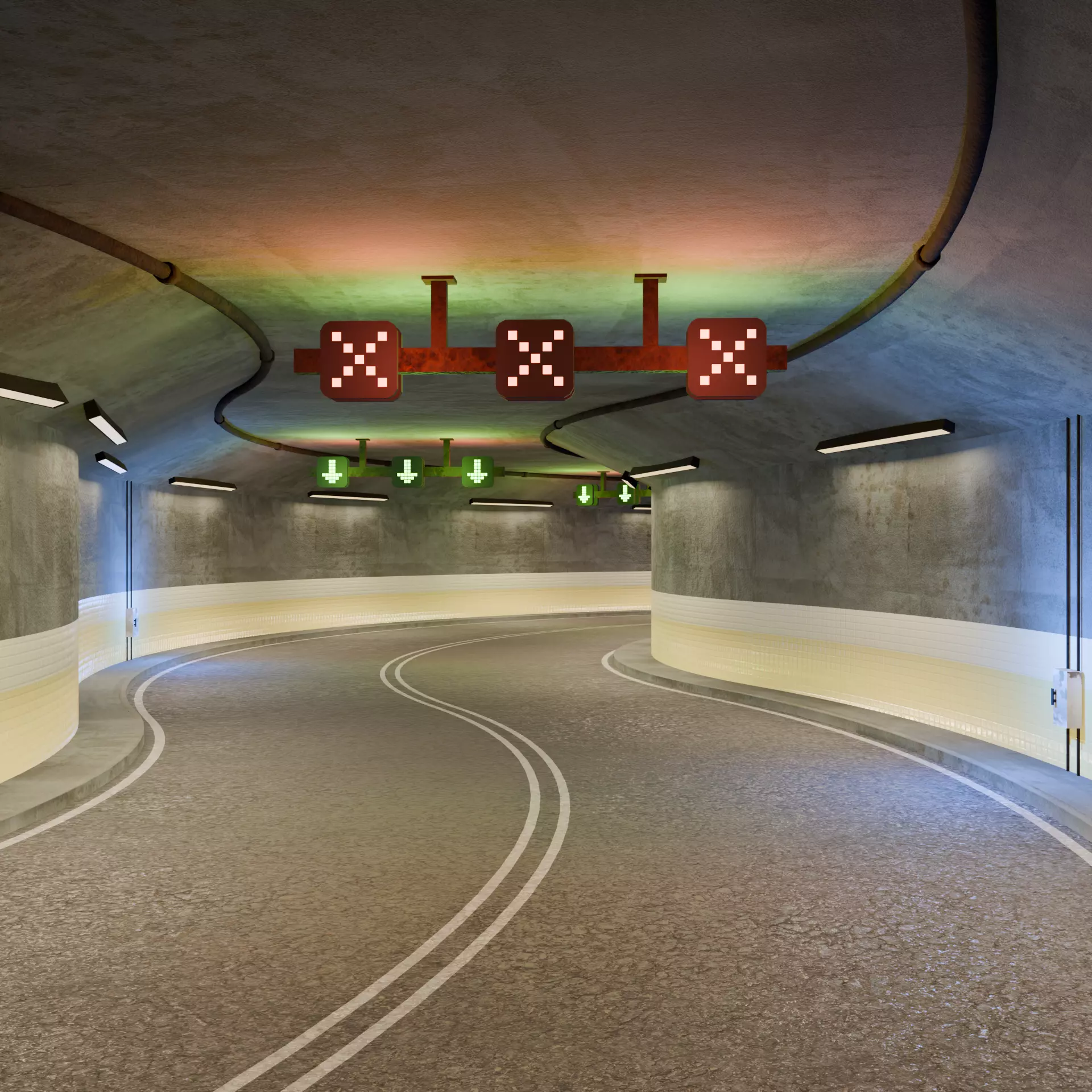 Road Tunnel Environment Low-poly 3D model_12