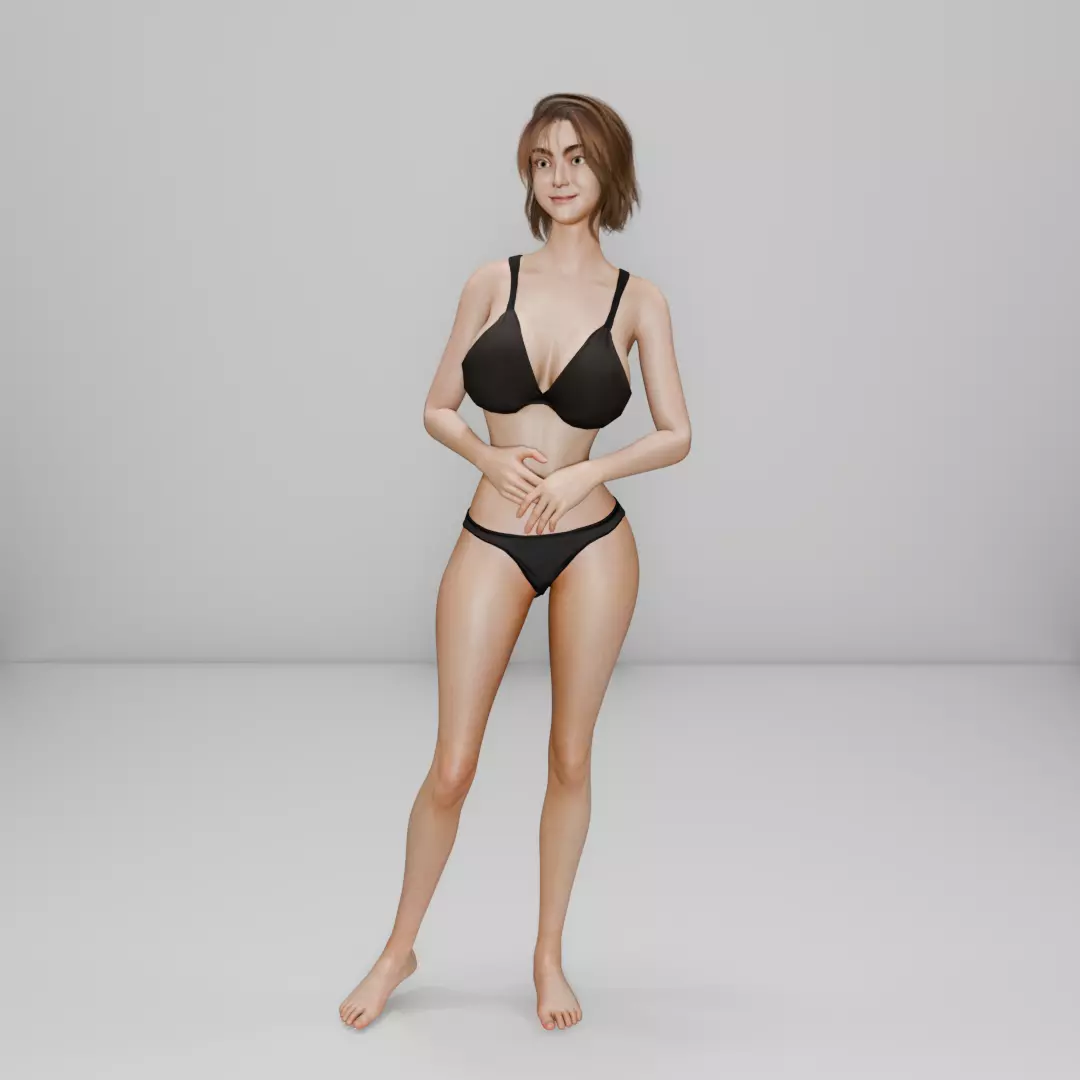 Realistic Female 3D Character Stylized Asian Woman Low-poly 3D model_2