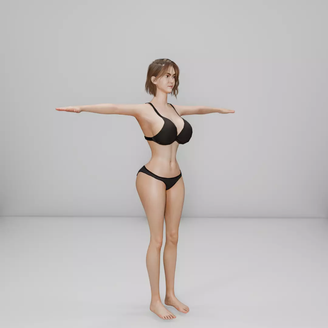 Realistic Female 3D Character Stylized Asian Woman Low-poly 3D model_6