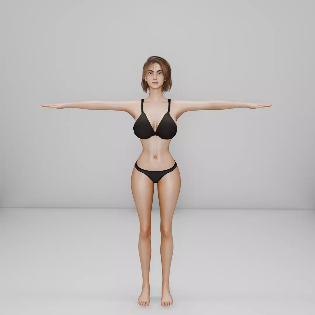 Realistic Female 3D Character Stylized Asian Woman Low-poly 3D model_5