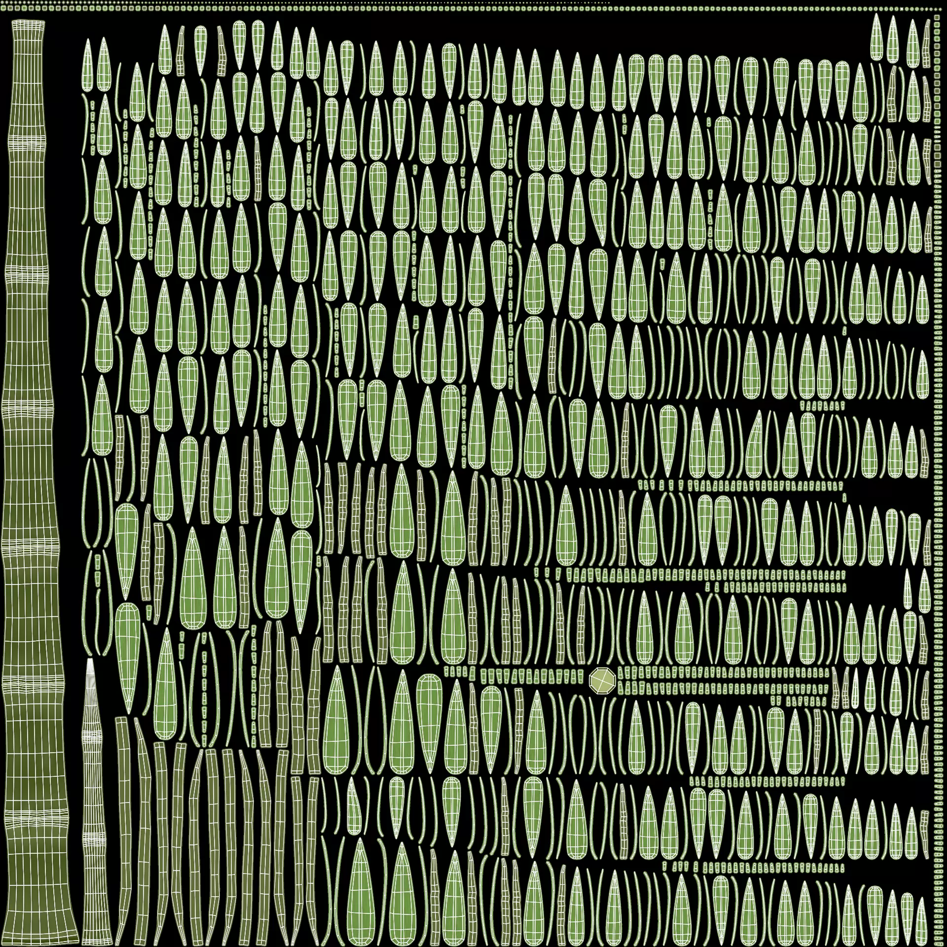 Bamboo Plant - Stem with Leaves Low-poly 3D model_10