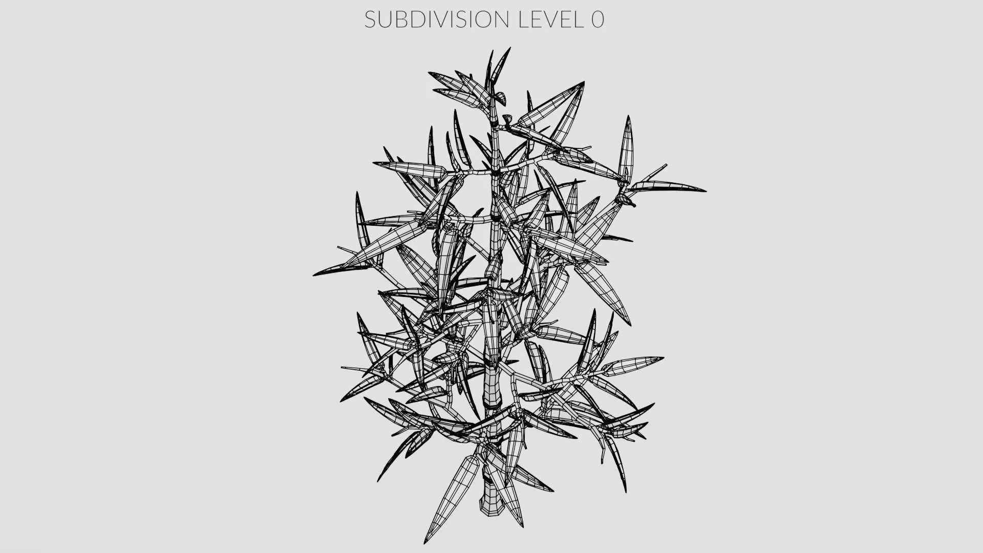 Bamboo Plant - Stem with Leaves Low-poly 3D model_13