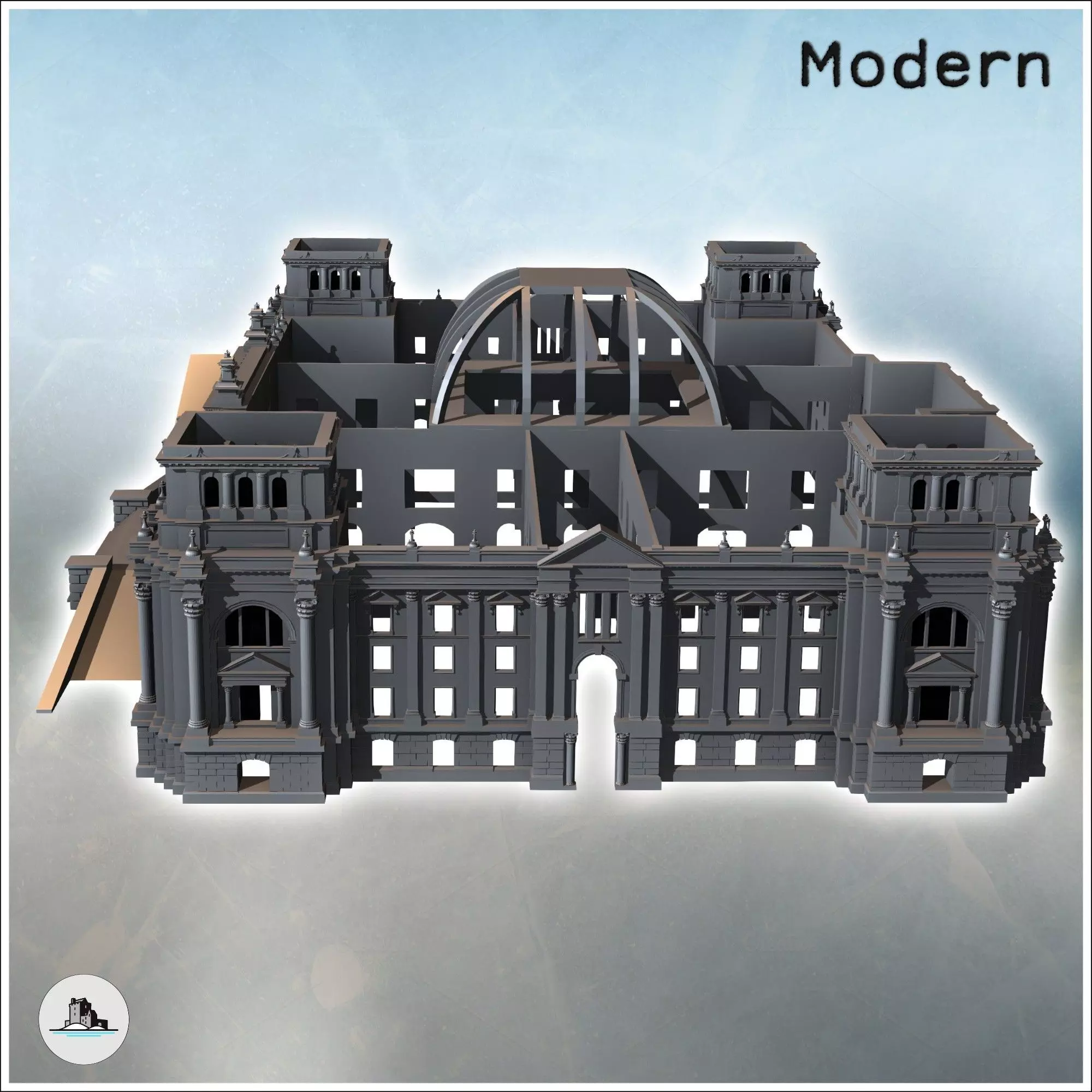 Former Reichstag Palace Berlin Germany - Modern WW2 WW1 World Wa 3D print model_4