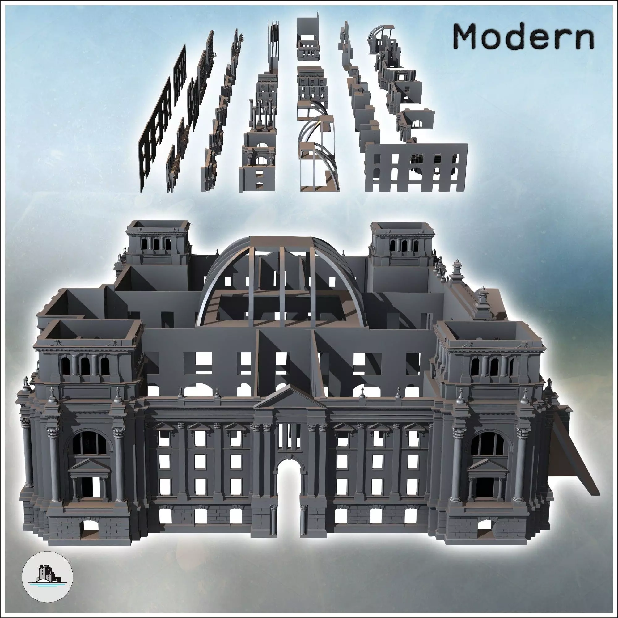 Former Reichstag Palace Berlin Germany - Modern WW2 WW1 World Wa 3D print model_2