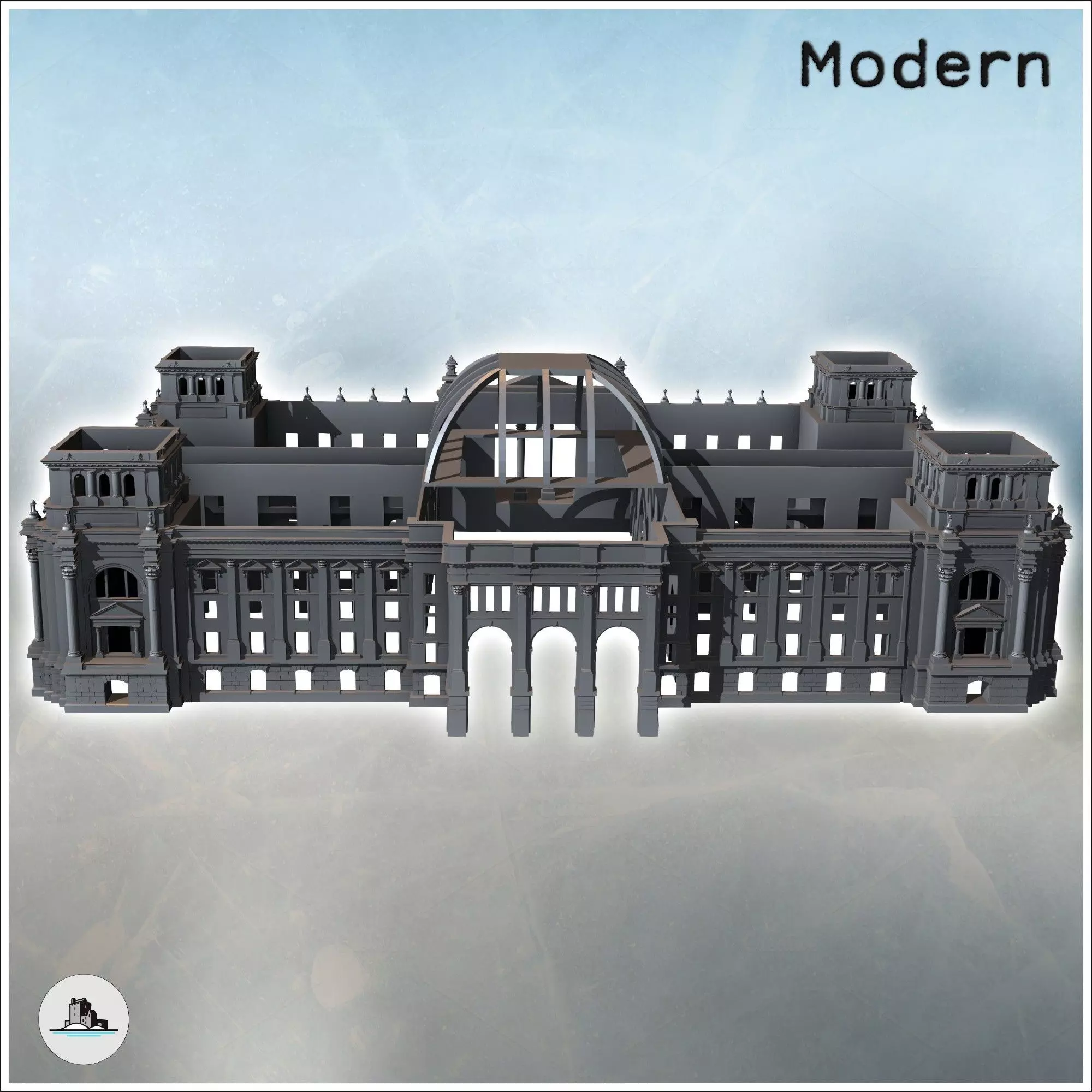 Former Reichstag Palace Berlin Germany - Modern WW2 WW1 World Wa 3D print model_3