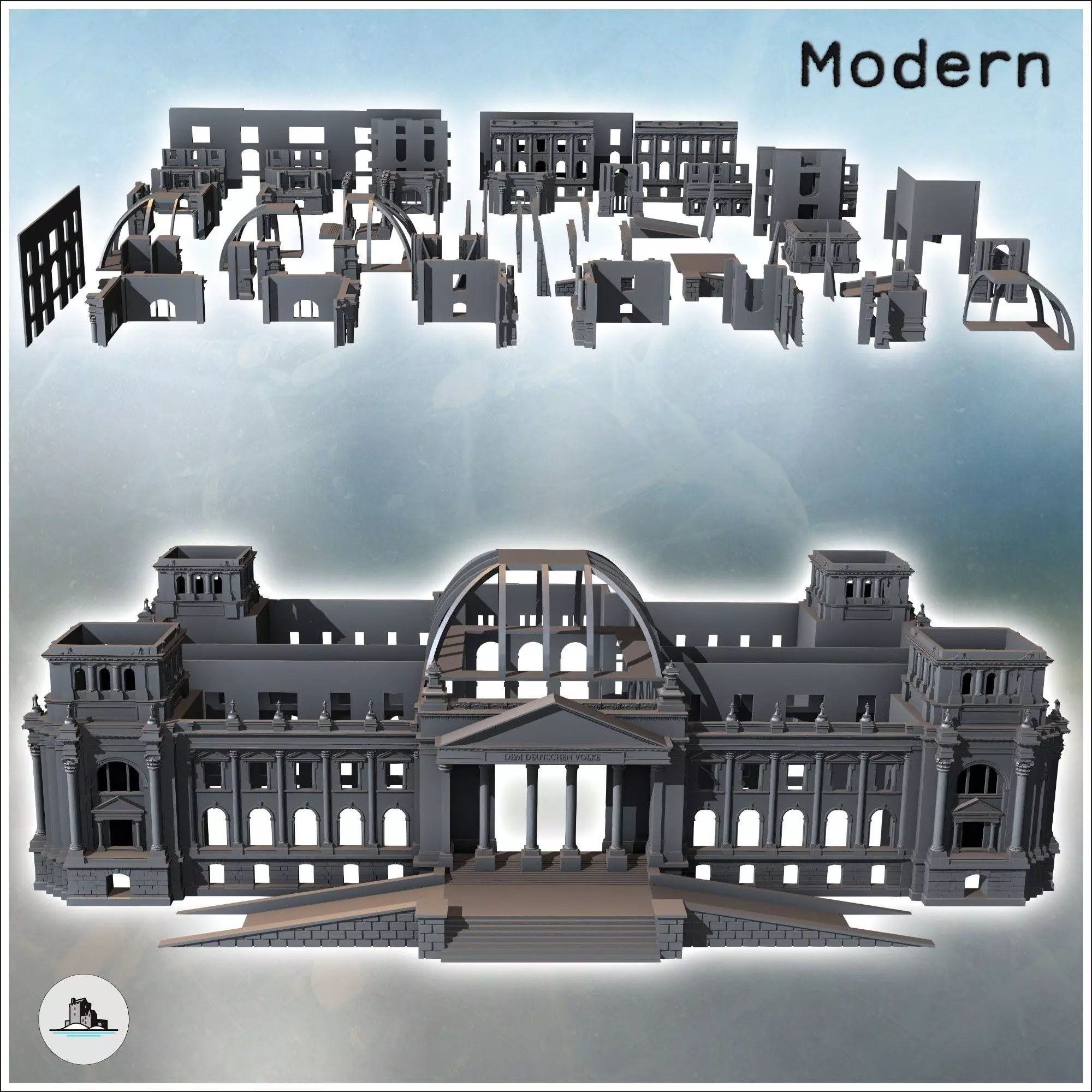 Former Reichstag Palace Berlin Germany - Modern WW2 WW1 World Wa 3D print model_1