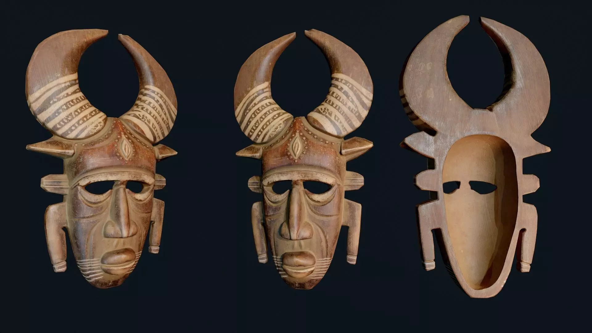 African Decor Mask 4 Low-poly 3D model_3