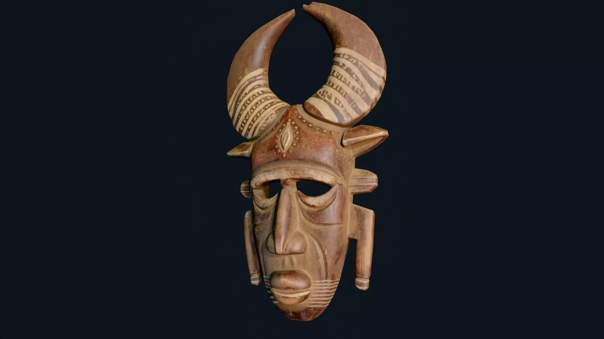 African Decor Mask 4 Low-poly 3D model_0