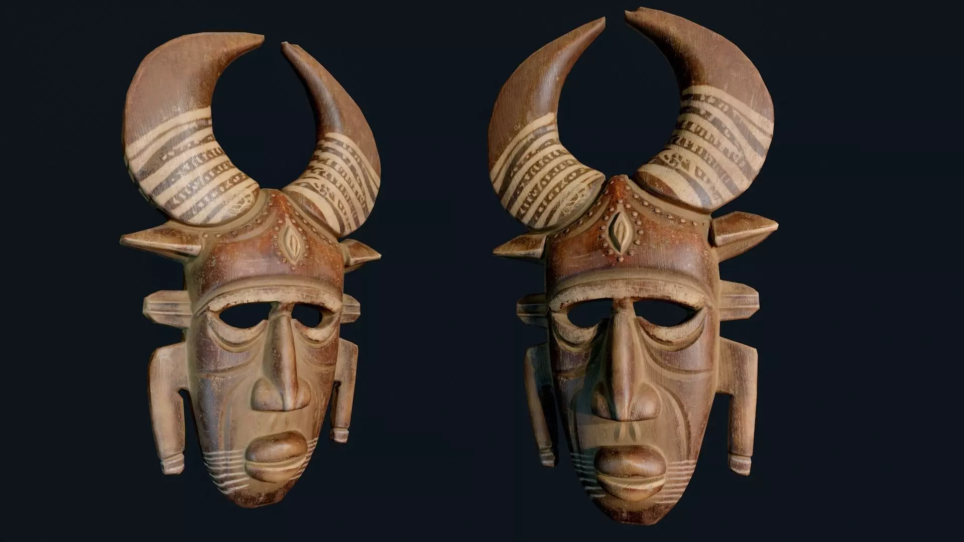 African Decor Mask 4 Low-poly 3D model_1