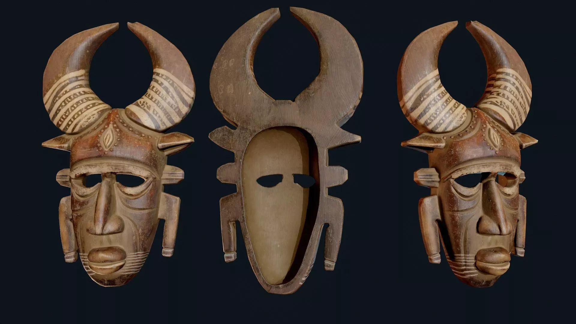 African Decor Mask 4 Low-poly 3D model_7