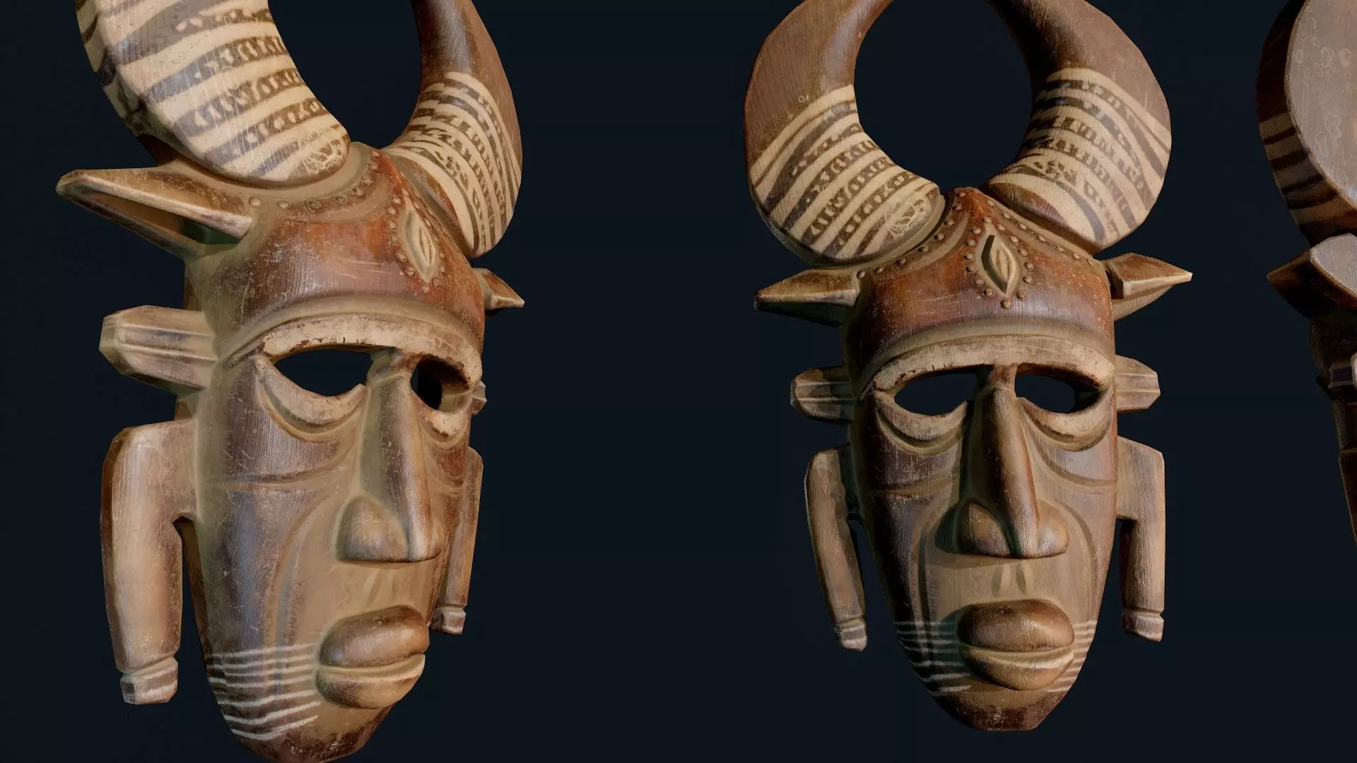 African Decor Mask 4 Low-poly 3D model_4