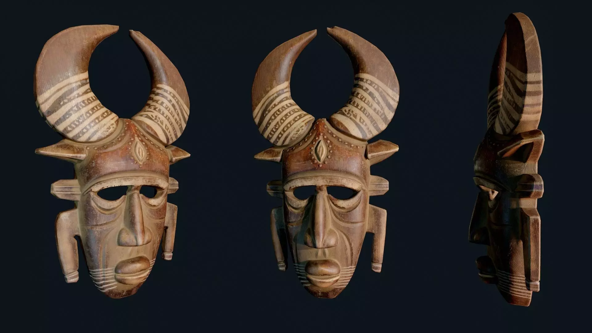 African Decor Mask 4 Low-poly 3D model_2