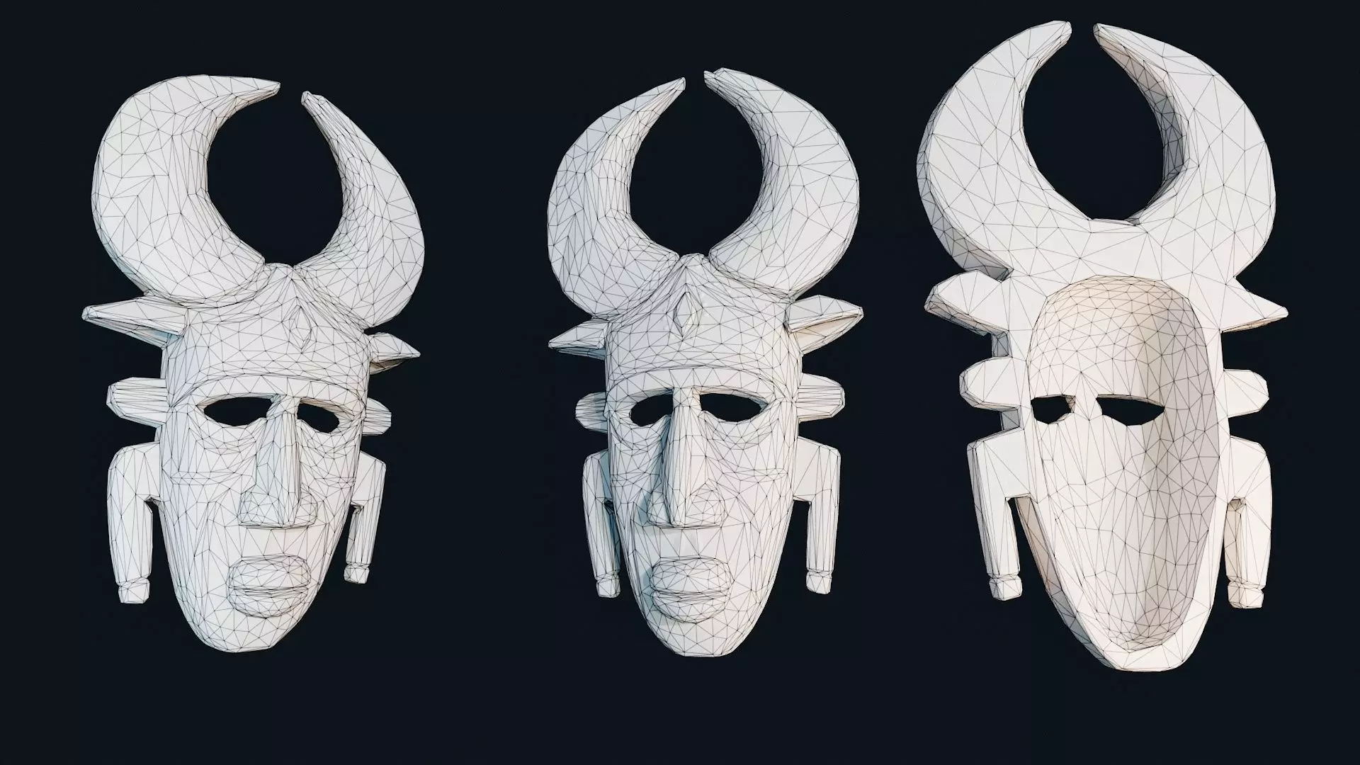 African Decor Mask 4 Low-poly 3D model_5