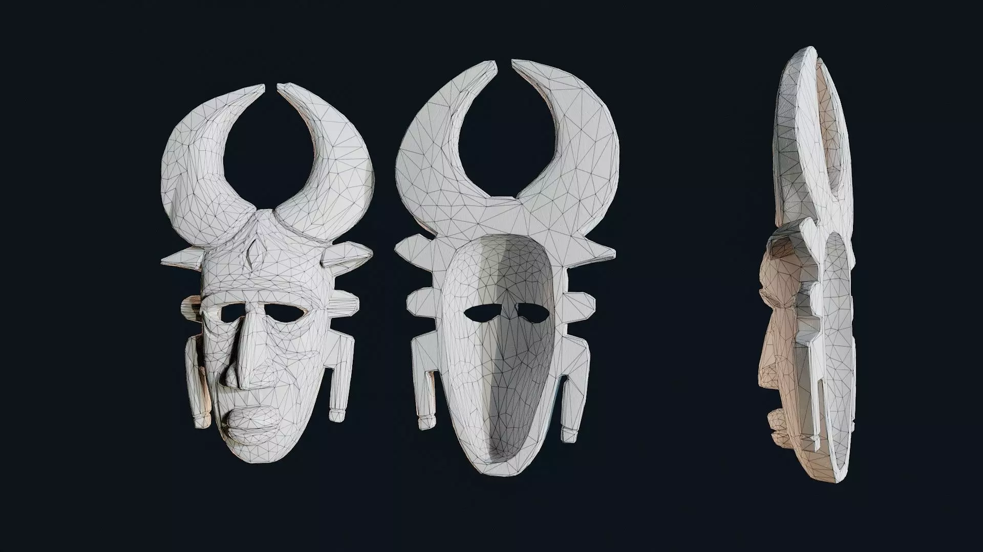 African Decor Mask 4 Low-poly 3D model_6